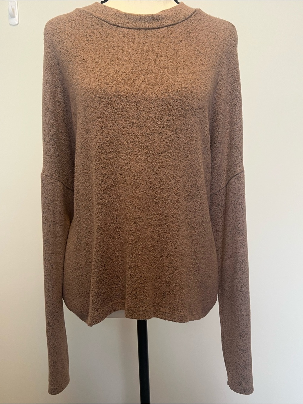 Erin‎ Blair Brown Marled Knit Crew Neck Long Sleeve Relaxed Fit Sweater